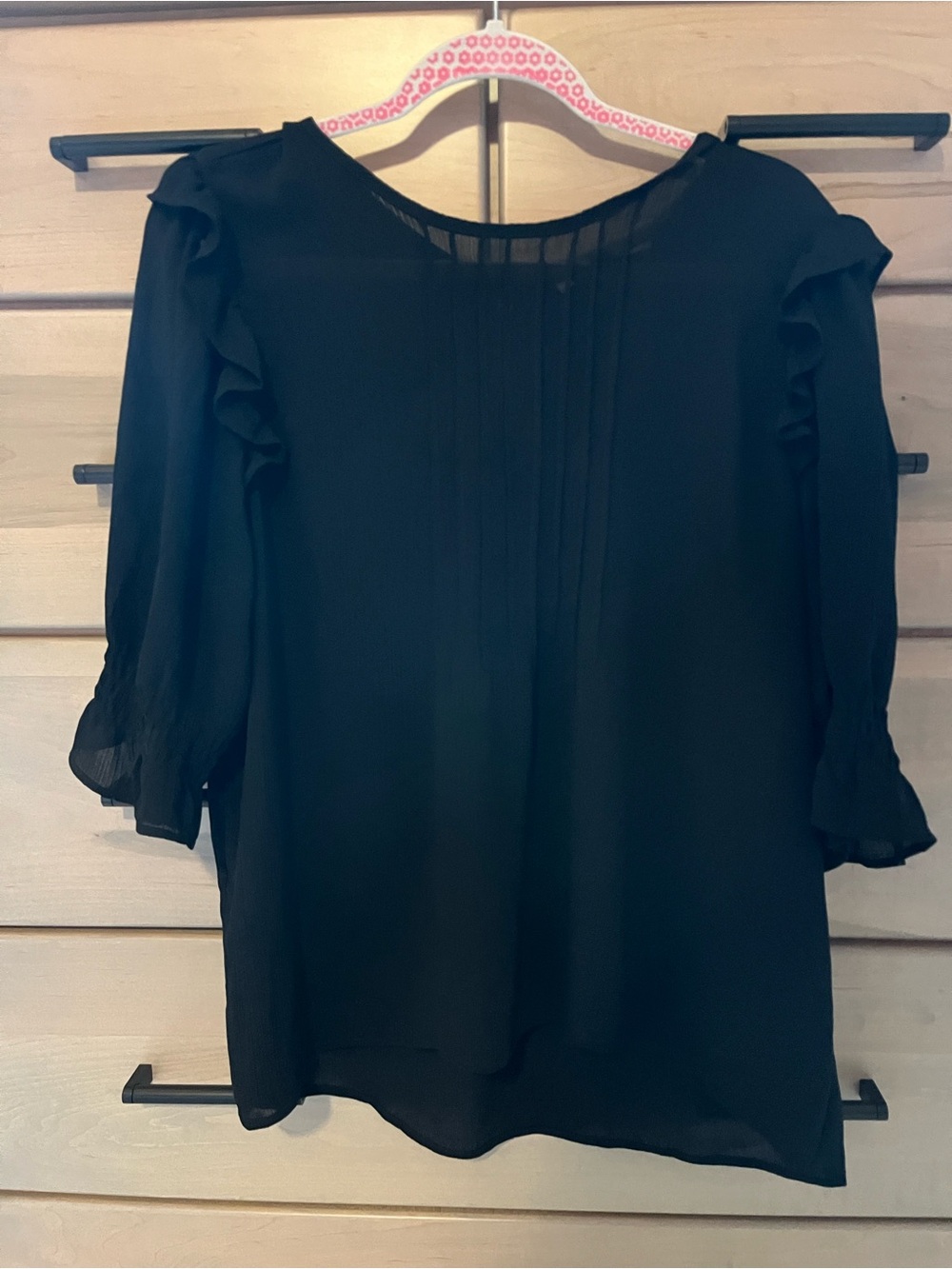Loft Black Ruffle Sleeve Women's Blouse